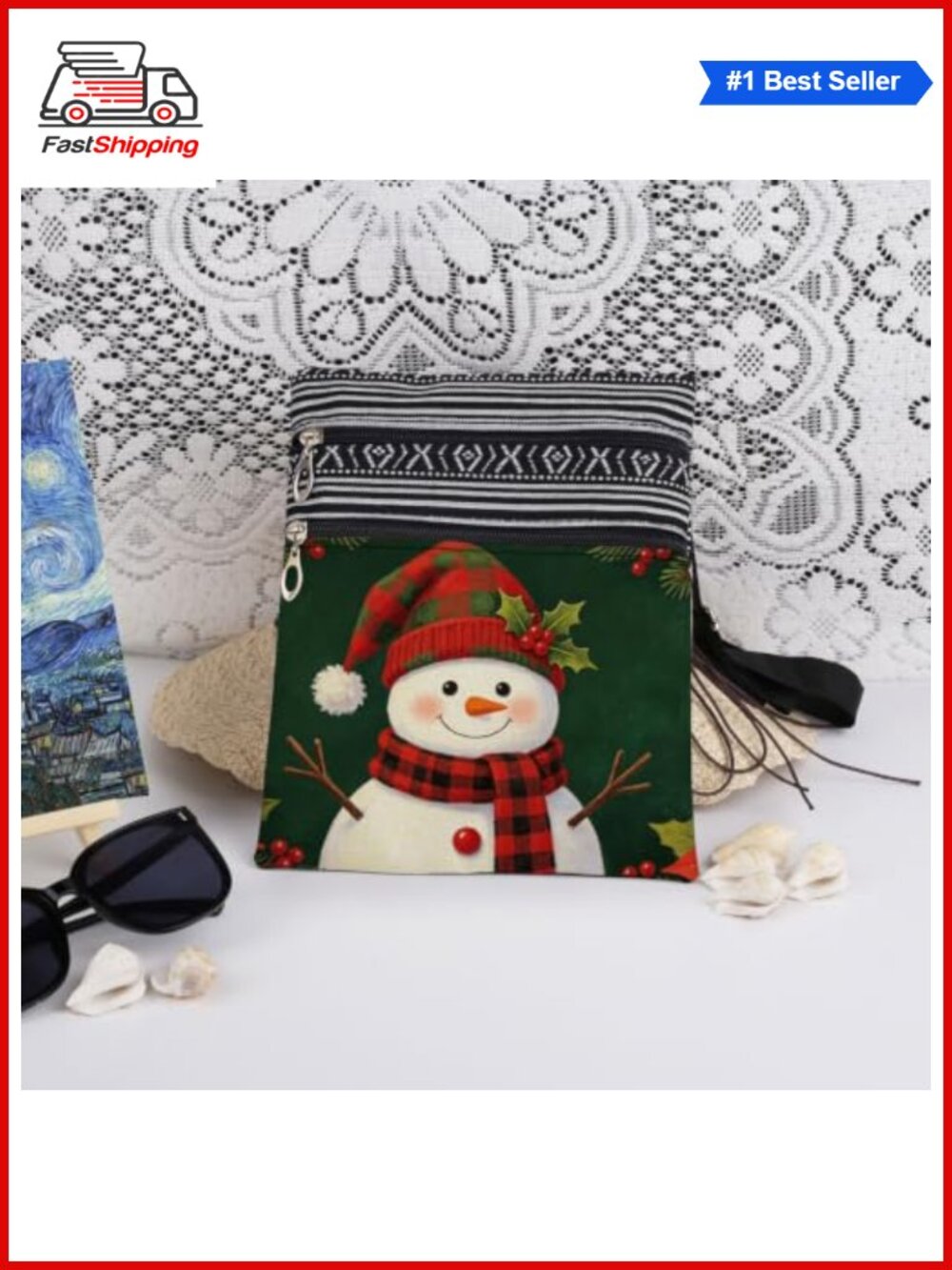 ๐
Snowman Holly Crossbody Bag Festive Holiday Gift Purse for Women - Picture 6 of 6